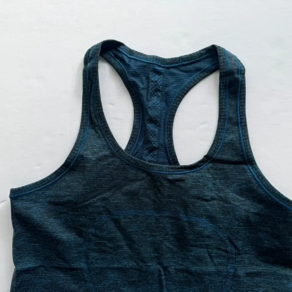 Lululemon Swiftly Tech Racerback Poolside Teal Black Size 6 Original Fit Run Gym